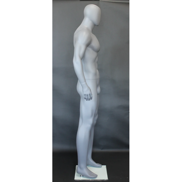 USED 6 ft 4 in Athletic Matte Grey Egg head Male Mannequin  -SFM52E-Grey