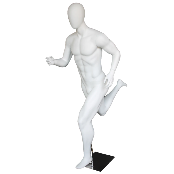 USED 5 ft 11 in Egg head Matte white finish Running Male Mannequin