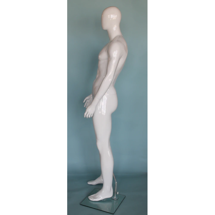 USED 6 ft 3 in Male Mannequin Egg head Glossy white -SFM51E-GW