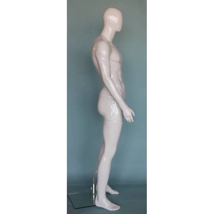 USED 6 ft 3 in Male Mannequin Egg head Glossy white -SFM51E-GW