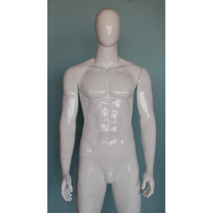 USED 6 ft 3 in Male Mannequin Egg head Glossy white -SFM51E-GW