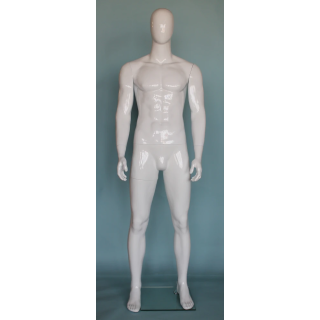 USED 6 ft 3 in Male Mannequin Egg head Glossy white -SFM51E-GW