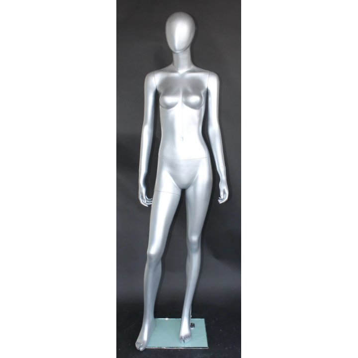 USED Matte Silver  Egg Head Female Mannequin -SFW46E-ST