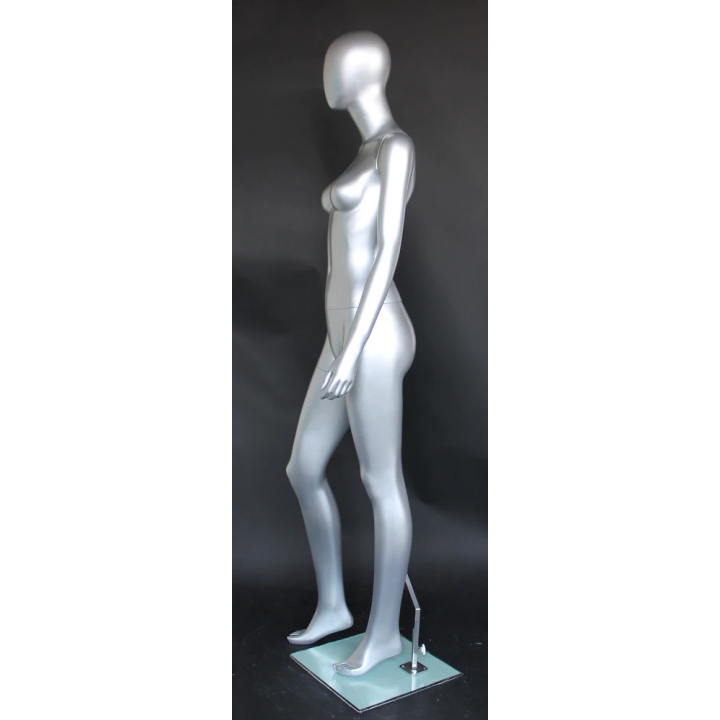 USED Matte Silver  Egg Head Female Mannequin -SFW46E-ST