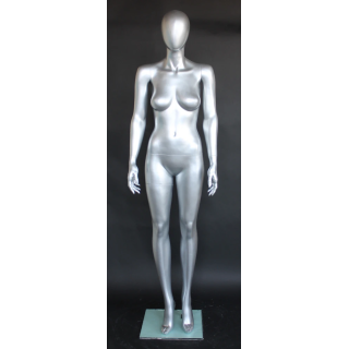 USED Matte Silver Egg Head Female Mannequin -SFW45E-ST