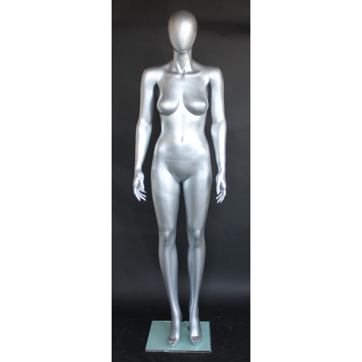 USED Matte Silver Egg Head Female Mannequin -SFW45E-ST