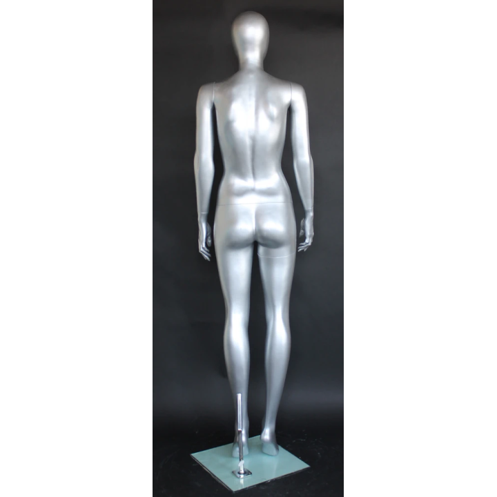 USED Matte Silver Egg Head Female Mannequin -SFW45E-ST