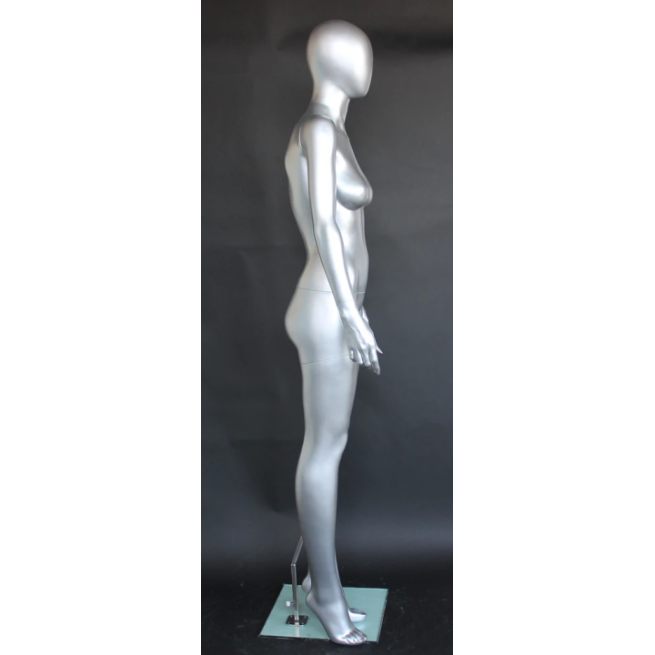 USED Matte Silver Egg Head Female Mannequin -SFW45E-ST