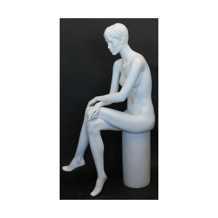 USED Female Sitting Mannequin Molded hair White -SFW9-WT-USED
