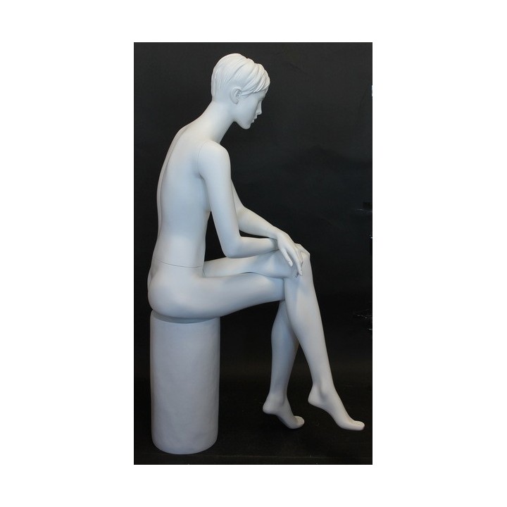 USED Female Sitting Mannequin Molded hair White -SFW9-WT-USED