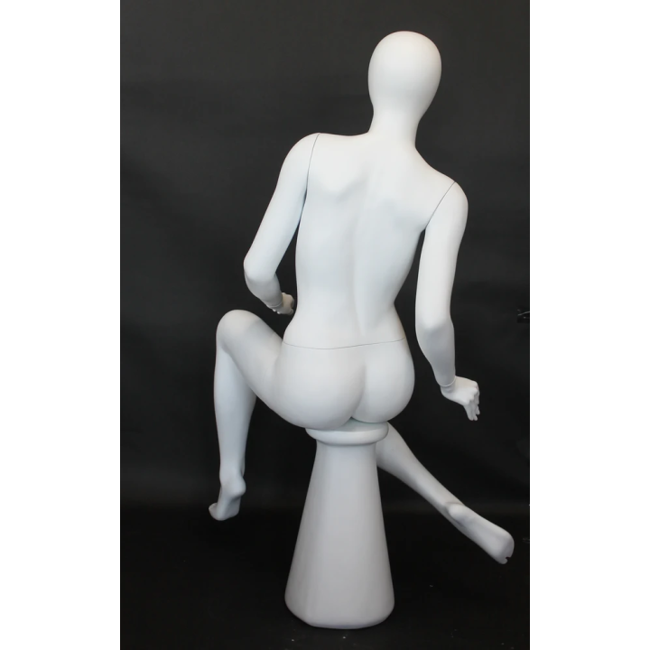 Used Female Sitting Mannequin Egg head Matte White -SFW80E-WT