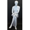 Female Sitting Mannequin Molded hair Matte White -SFW9-WT