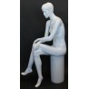 Female Sitting Mannequin Molded hair Matte White -SFW9-WT