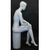 Female Sitting Mannequin Molded hair Matte White -SFW9-WT