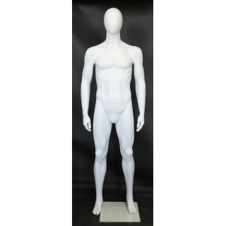 USED 6 ft 2 in Male Mannequin Large size Egg head Matte white -SFM68E-WT