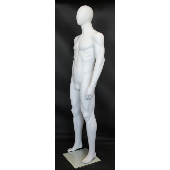 USED 6 ft 2 in Male Mannequin Large size Egg head Matte white -SFM68E-WT