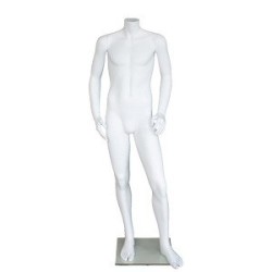 5 ft 3in Headless Male Mannequin Small Size Matte White CBH19-WT