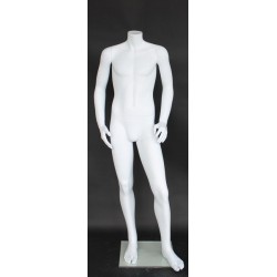 5 ft 3in Headless Male Mannequin Small Size Matte White CBH19-WT