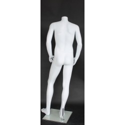 5 ft 3in Headless Male Mannequin Small Size Matte White CBH19-WT