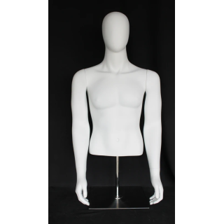USED 4 ft H Egg Head Male Torso mannequin with Arms Metal Base MT66E-WM