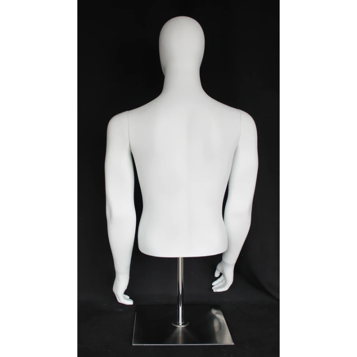 USED 4 ft H Egg Head Male Torso mannequin with Arms Metal Base MT66E-WM