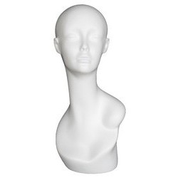 19 in Matte White Abstract Face Female Head Mannequin MH1-WT