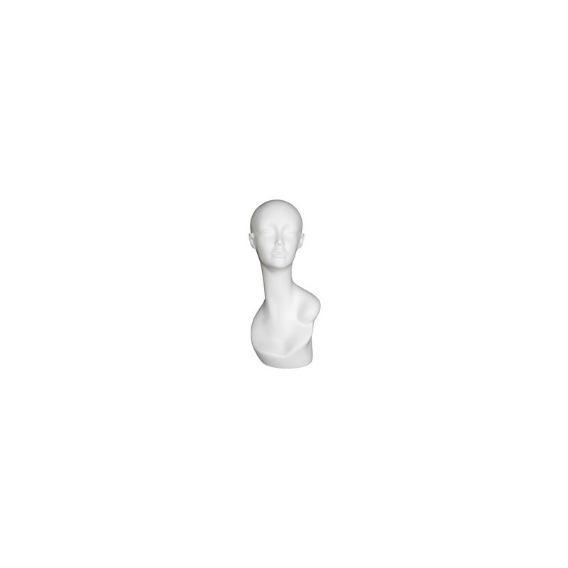 19 in Matte White Abstract Face Female Head Mannequin MH1-WT