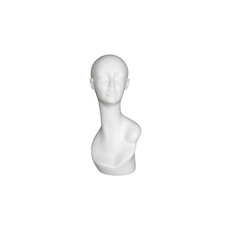 19 in Matte White Abstract Face Female Head Mannequin MH1-WT