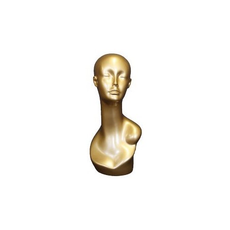 19 in Golden Colored Abstract Face Female Head Mannequin MH1-GD