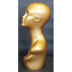 19 in Golden Colored Abstract Face Female Head Mannequin MH1-GD