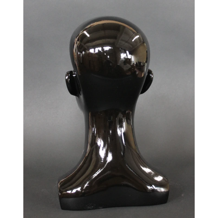 USED 13 in H Glossy Black Abstract Face Female Head Mannequin MH53-HB