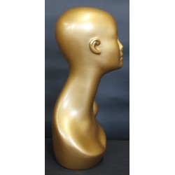 19 in Golden Colored Abstract Face Female Head Mannequin MH1-GD