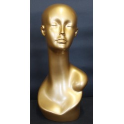 19 in Golden Colored Abstract Face Female Head Mannequin MH1-GD