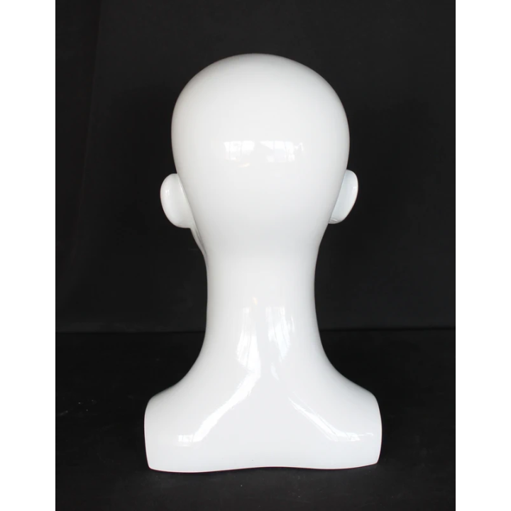 USED 13 in H Glossy White Abstract Face Female Head Mannequin MH53-WT