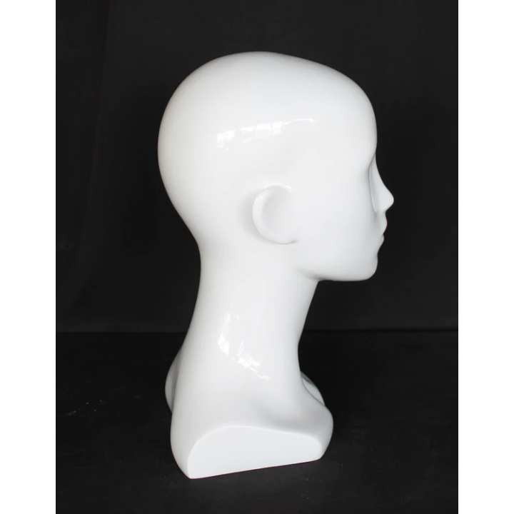 USED 13 in H Glossy White Abstract Face Female Head Mannequin MH53-WT