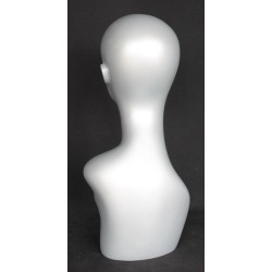 19 in Matte Silver Abstract Face Female Head Mannequin MH1-ST