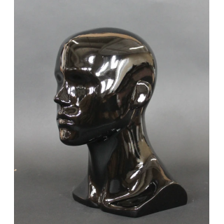 USED-14 in H Glossy Black Abstract Face Male Head Mannequin MH8-HB