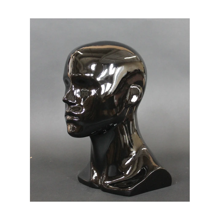 USED-14 in H Glossy Black Abstract Face Male Head Mannequin MH8-HB