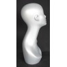 19 in Matte Silver Abstract Face Female Head Mannequin MH1-ST