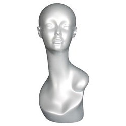 19 in Matte Silver Abstract Face Female Head Mannequin MH1-ST