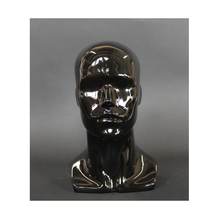 USED-14 in H Glossy Black Abstract Face Male Head Mannequin MH8-HB