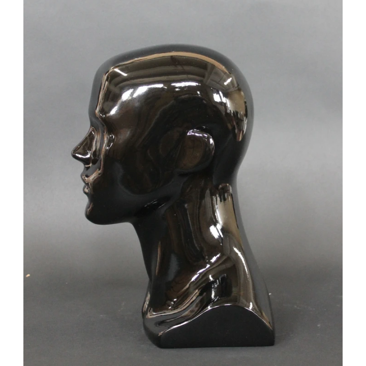 USED-14 in H Glossy Black Abstract Face Male Head Mannequin MH8-HB