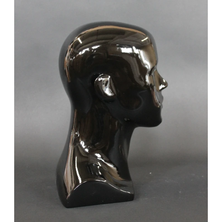 USED-14 in H Glossy Black Abstract Face Male Head Mannequin MH8-HB
