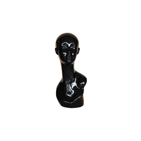 19 in Glossy Black Abstract Face Female Head Mannequin MH1-HB