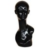 19 in Glossy Black Abstract Face Female Head Mannequin MH1-HB