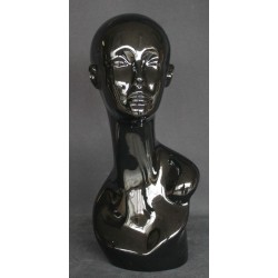 19 in Glossy Black Abstract Face Female Head Mannequin MH1-HB