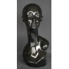 19 in Glossy Black Abstract Face Female Head Mannequin MH1-HB