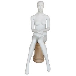 Female Sitting Mannequin with Featured Face in Matte white  SFW42-WT