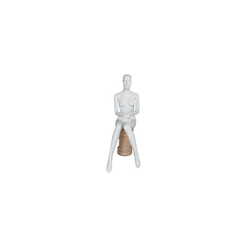 Female Sitting Mannequin with Featured Face in Matte white  SFW42-WT