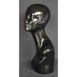 19 in Glossy Black Abstract Face Female Head Mannequin MH1-HB